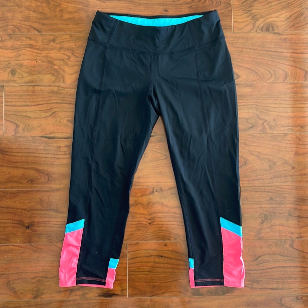 COPY - Calvin Klein Performance Black Colorblock High Waist Cropped Athletic Le…